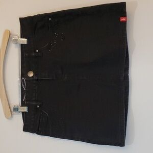 Vintage Esprit Y2K black denim Mini Skirt with rhinestone detail low-rise size 4